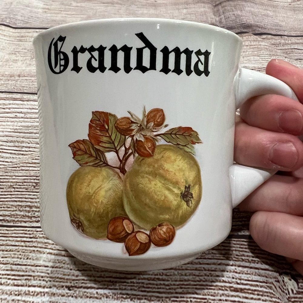 Vintage Papel Grandma Fruit Nut Leaves Print Autumn Coffee Tea Mug Cup small